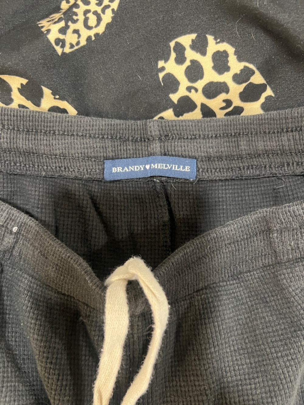 Brandy Melville Black Wide Leg Pants with Cream Drawstring
